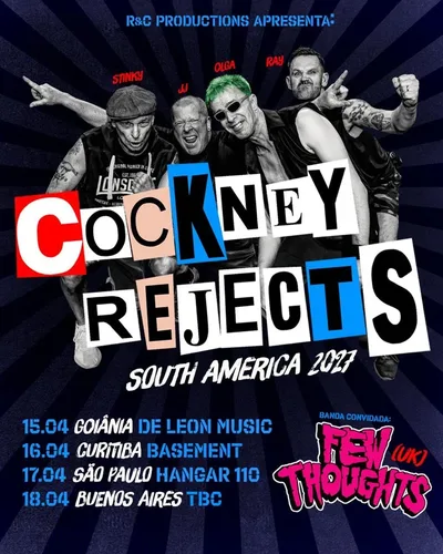 Cockney Rejects anuncia quatro shows na América do Sul em abril de 2027