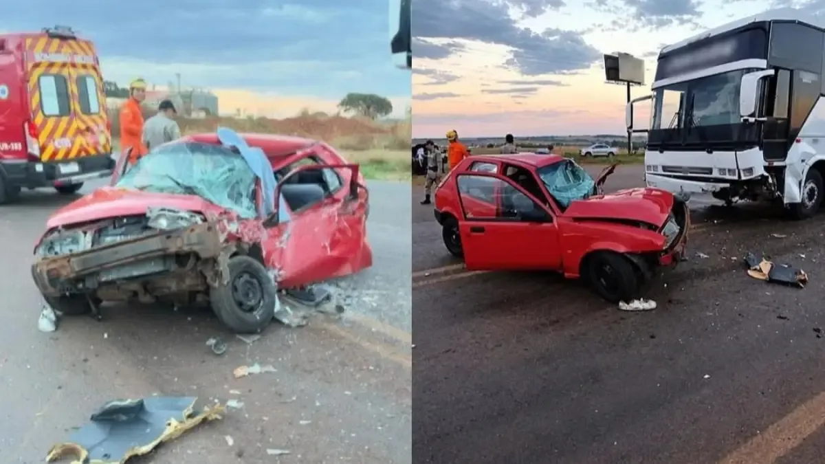 Colisão na GO-174 mata motorista de 63 anos e deixa passageiros de ônibus com dores