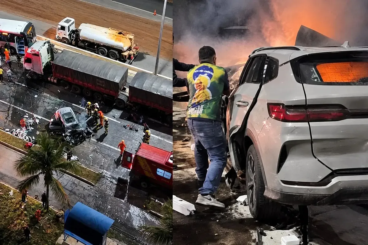 Incêndio após colisão na GO-020 mata motorista preso às ferragens em Goiânia