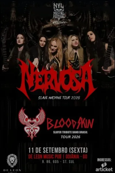 Nervosa apresenta Slave Machine Tour 2026 em noite de metal em Goiânia